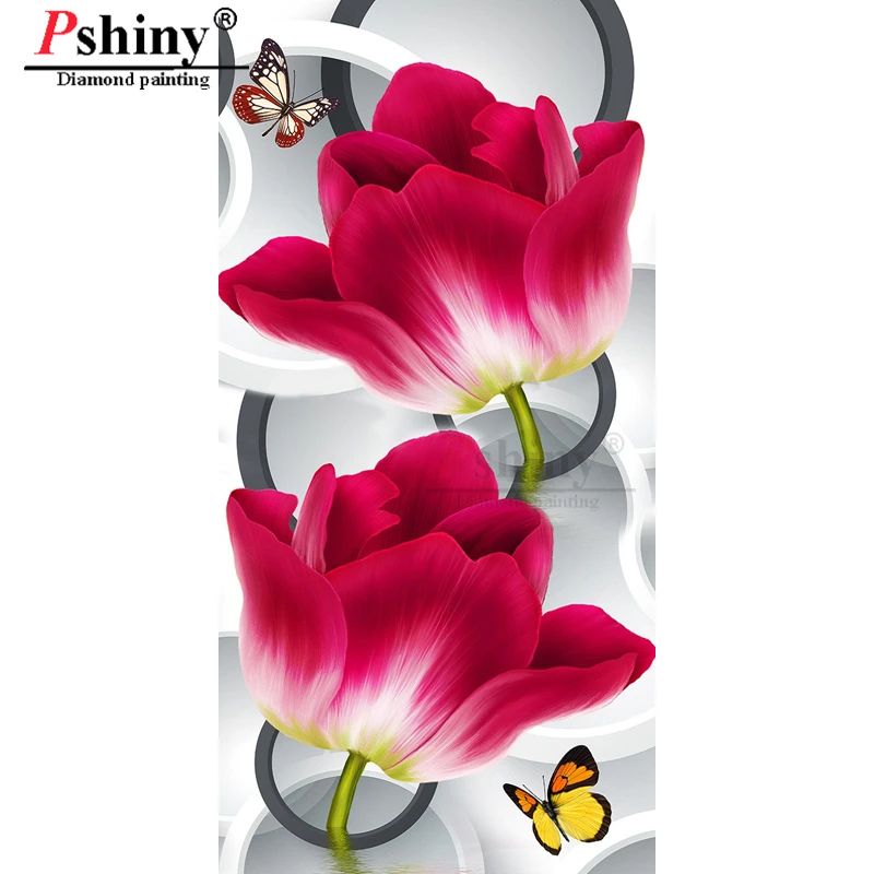 

Pshiny 5d DIY Diamond painting cross stitch Full Drill Dandelion Red Flowers New Diamond embroidery 2020 Home decor gift F752