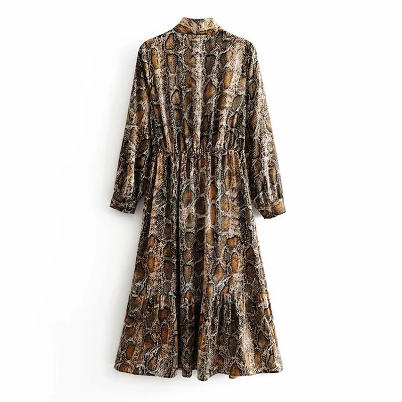 2020 новое летнее шифоновое платье рубашка со змеиным принтом средней длины с