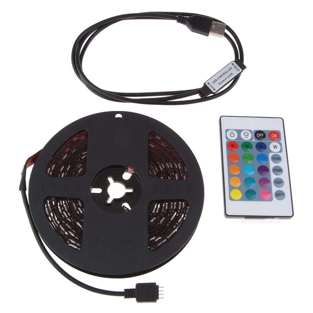 5m LED RGB Light Strip & Remote Control Home Decor Kit For TV Computer Wall |