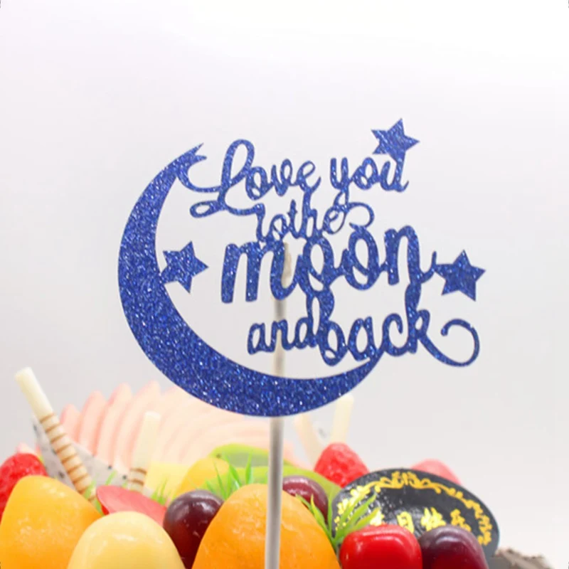 NB 1 шт. декор для выпечки торта флаги Love You To The Moon And Back украшение для именинного торта флаги Блестящий золотистый Серебристый для свадьбы День рождения - Цвет: NB