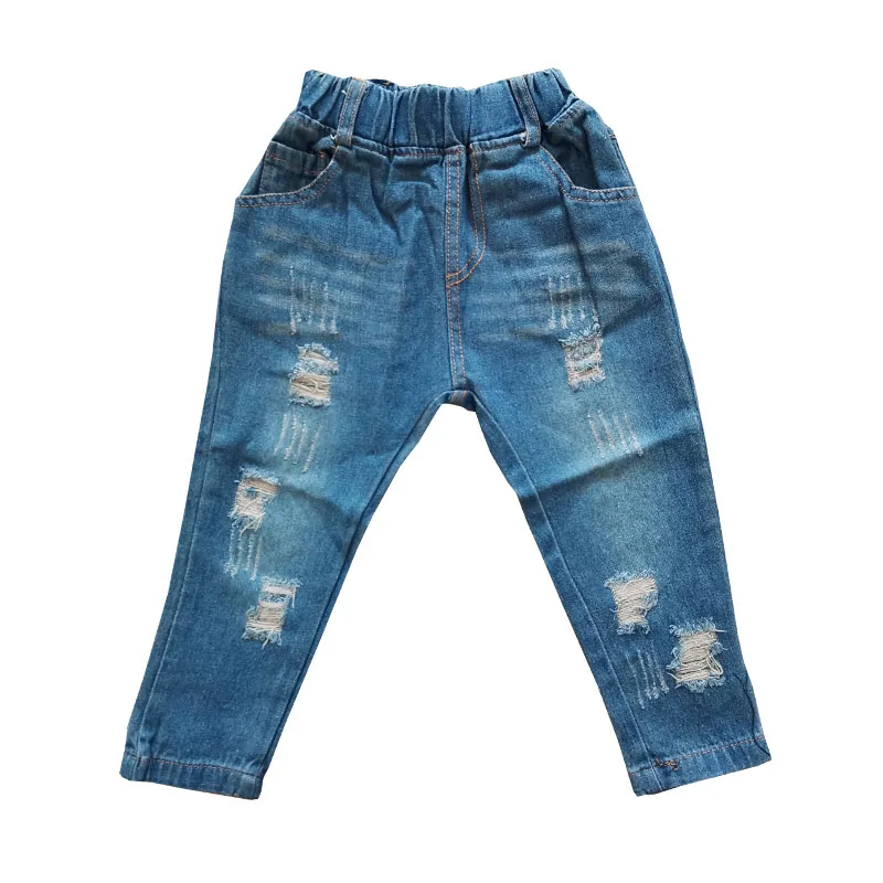 Повседневные джинсы для мальчиков джинсовые брюки с эластичным поясом