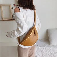 women fashion chest bags large capacity crossbody banana bags ladies quality pu leather waist bags with belt for female bolsos