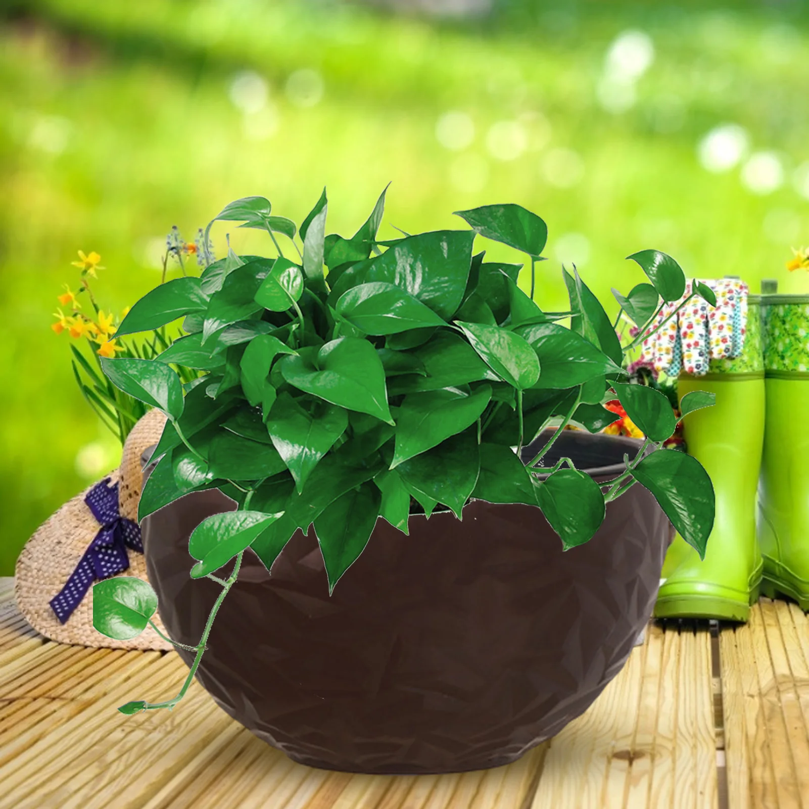 

Hanging Planters with Chain Drain Hole 2-layer Design Breathable Easy Drain Plastic Flower Pot for Garden Decoration Yard Plant