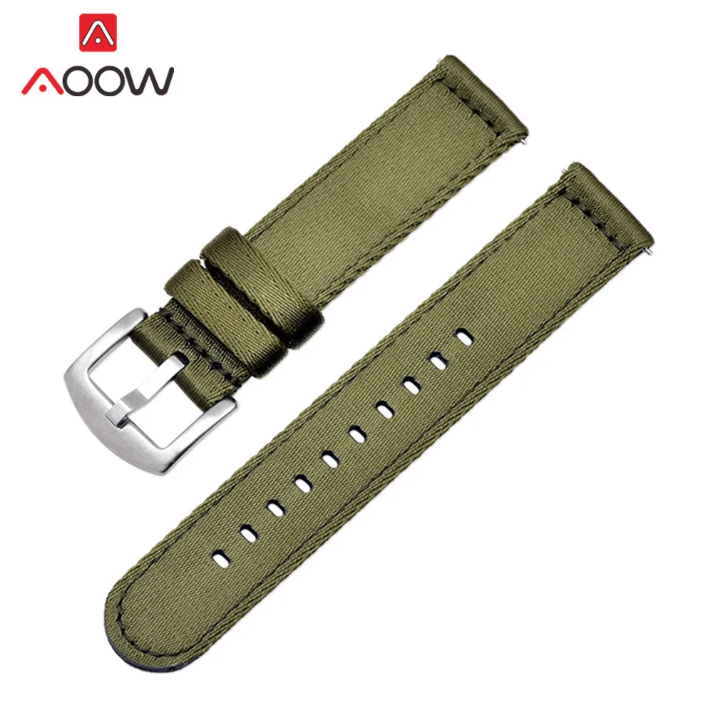 Army green S Нейлоновый ремешок 18 мм 20 мм 22 мм 24 мм для samsung Galaxy Watch Active2 40 мм 44 мм gear S2 Active2 huawei холст ремешок для часов браслет - Цвет ремешка: Army green S