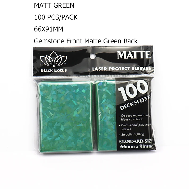 

200PCS/LOT Card Protector Green Matte Broken Gemstone Glass Laser Card Sleeves 66x91mm Standard Card Sleeves For Pkm/MGT