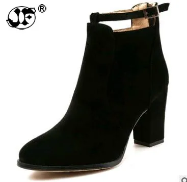 

Women Buckle Ladies Belt Faux Warm Boots Ankle Boots High Heels Martin Shoes Woman Warm Boots dfv56