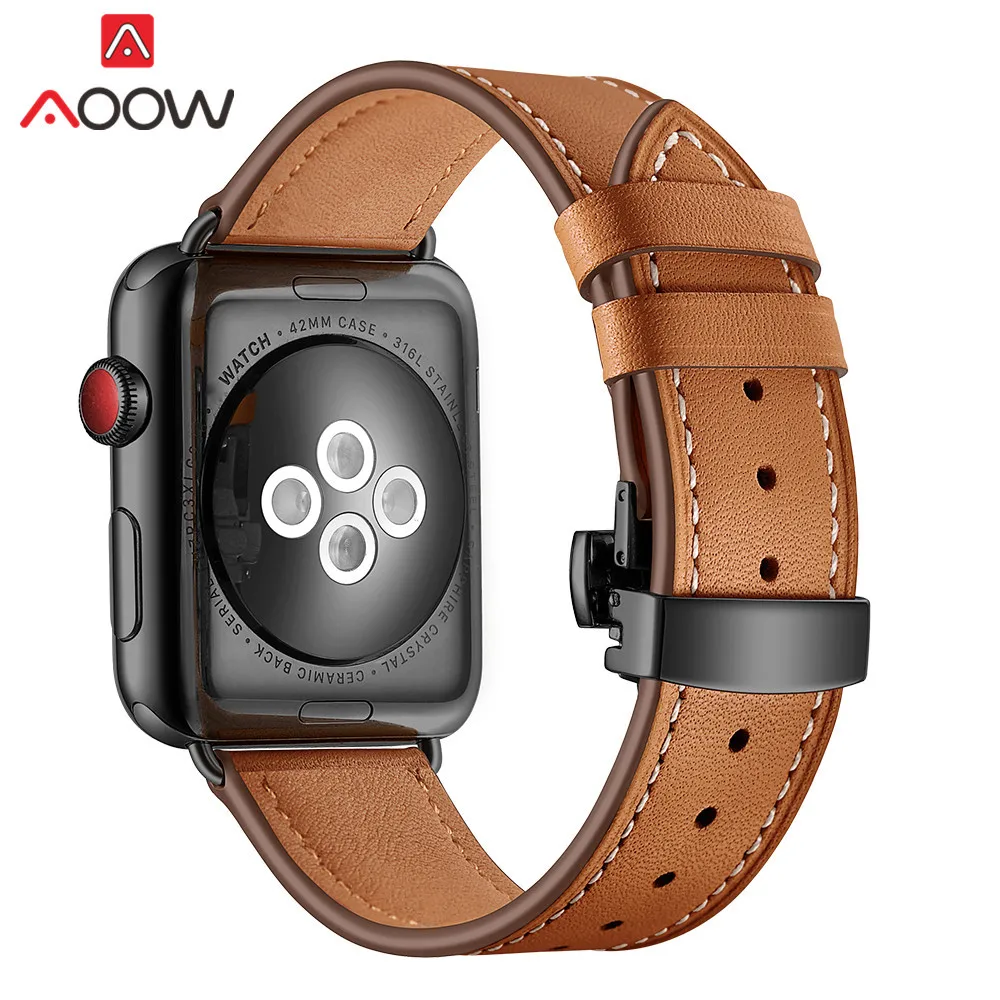 Ремешок для часов из натуральной коровьей кожи для Apple Watch 40 мм 44 мм 38 мм 42 мм 4 iwatch роскошный браслет из розового золота с бабочкой