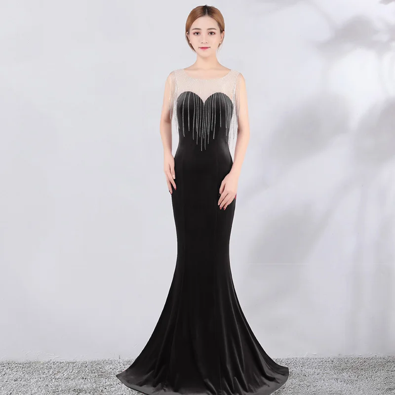 Осенние бархатные Формальное длинное вечерние платье Для женщин элегантное