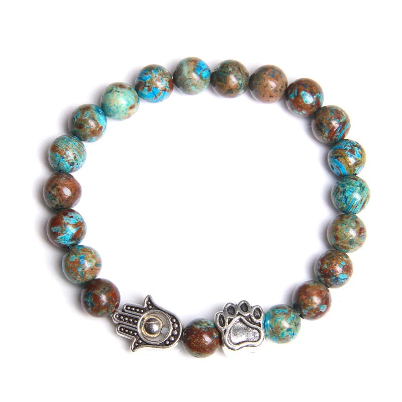 Натуральные Синие кружевные Агаты каменные бусины ручной браслет мужской