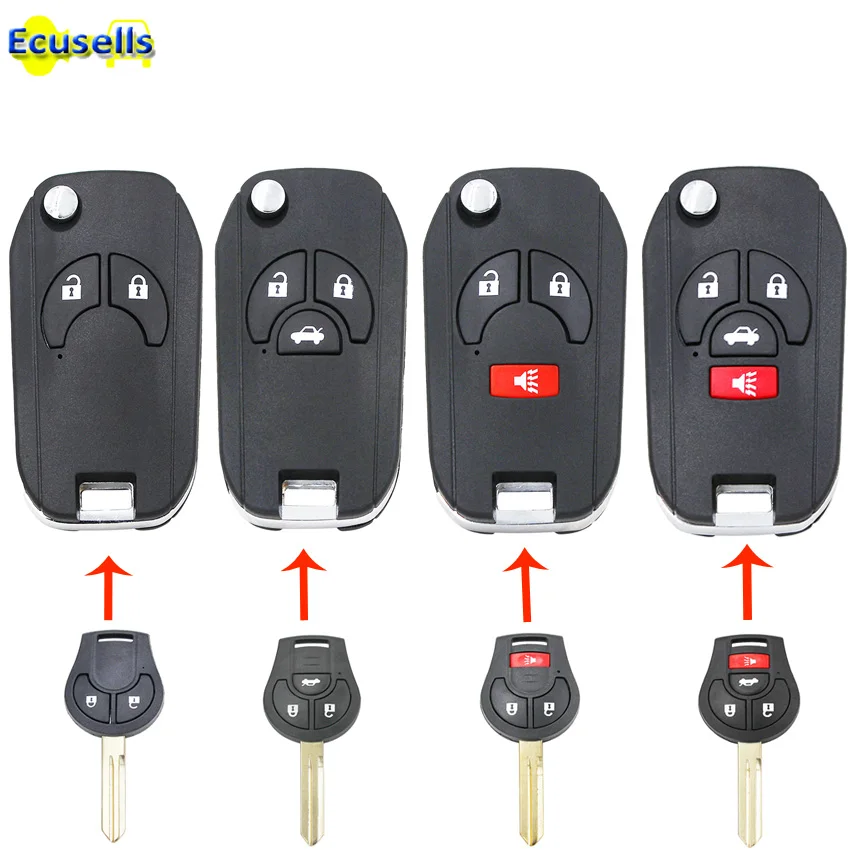 2/3/4 кнопок модифицированный раскладной чехол для ключей брелок NISSAN Cube Juke Rogue Note