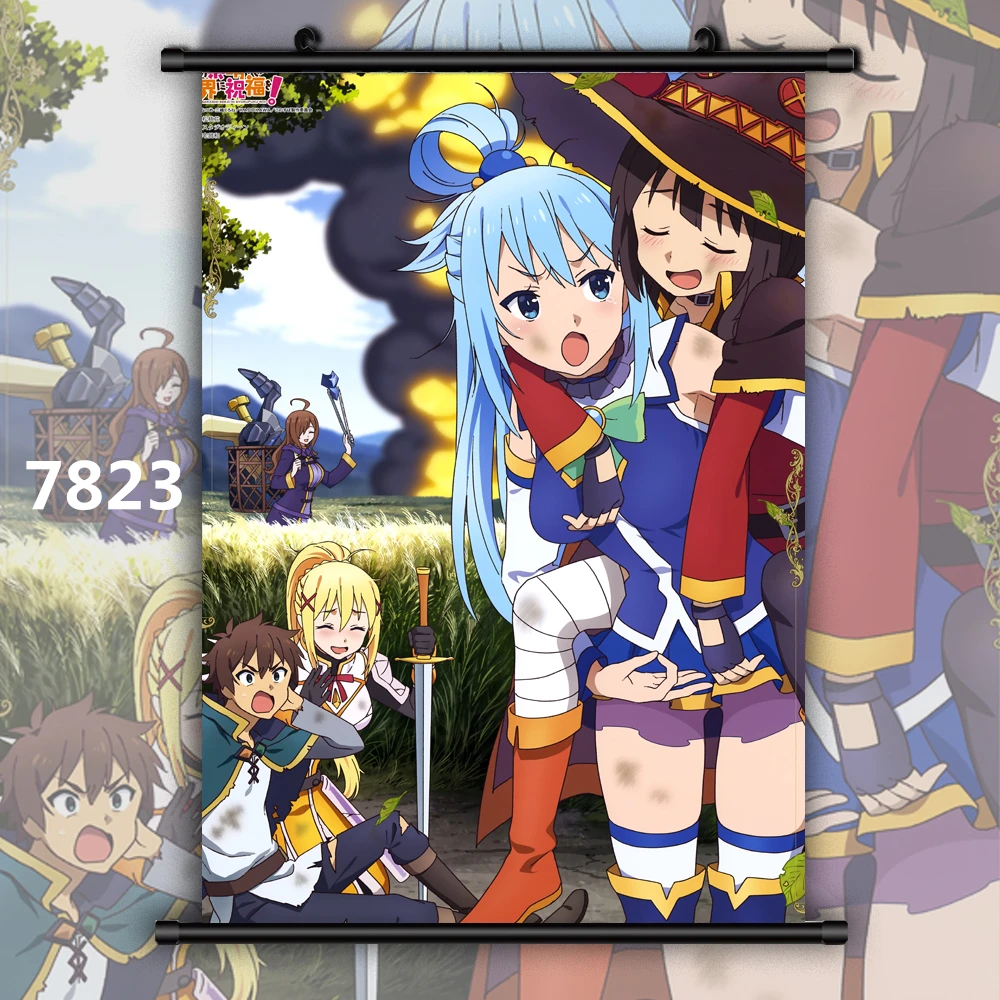 Kono Suba Aqua Megumin Yunyun темнота Аниме Манга настенный плакат прокрутка | Дом и сад