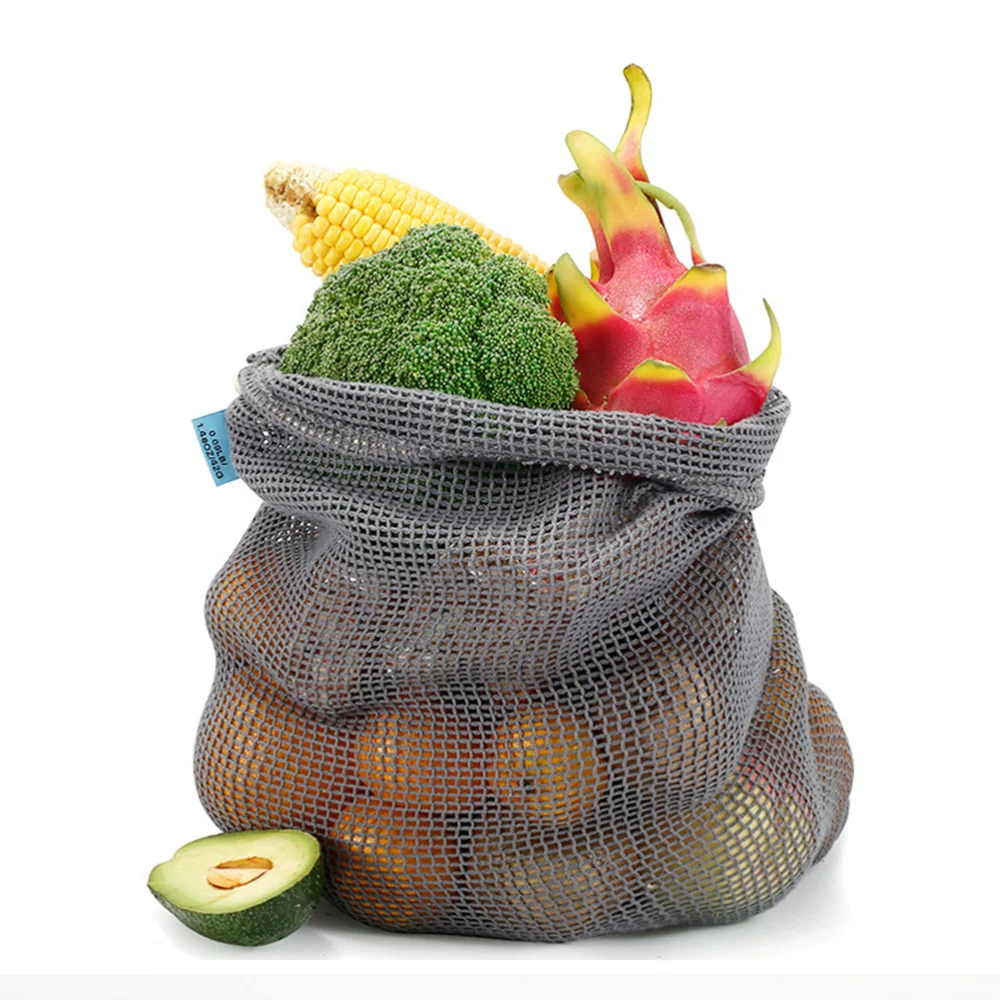 

2PCS Drawstring Pouches Cotton Mesh Net Multipurpose Drawstring Bags Vegetable Fruit Bag - Size