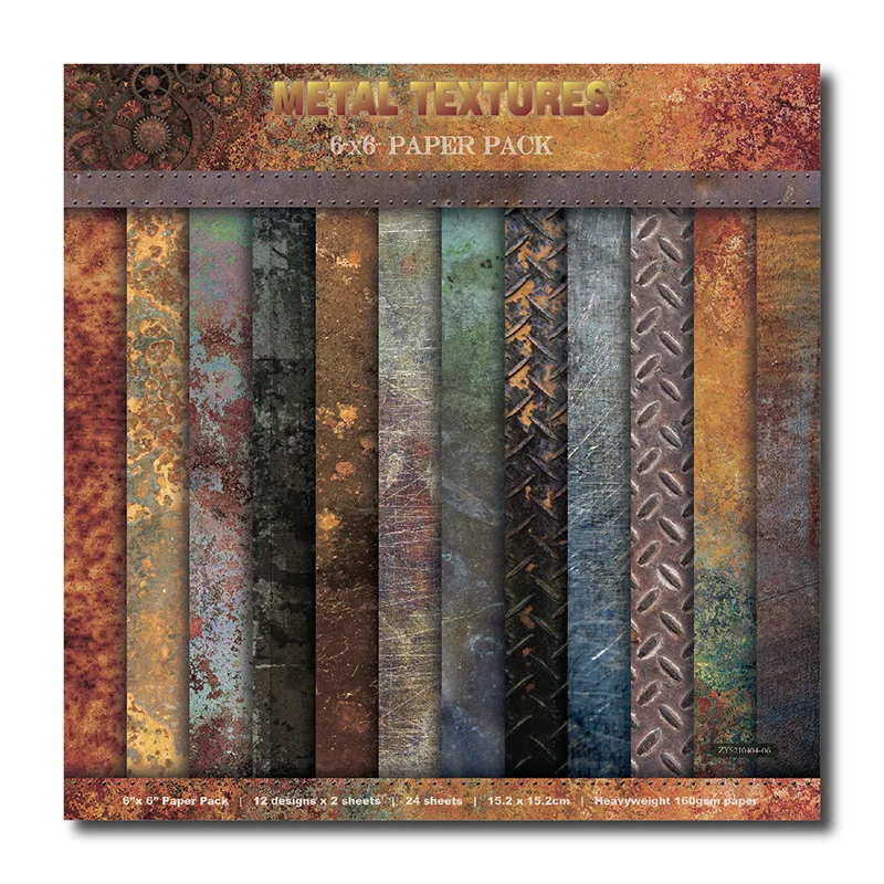 

24 Sheet 6"X6" Metal Texture Craft Paper Material Junk Journal Planner Scrapbooking Decorative DIY Craft Background Paper