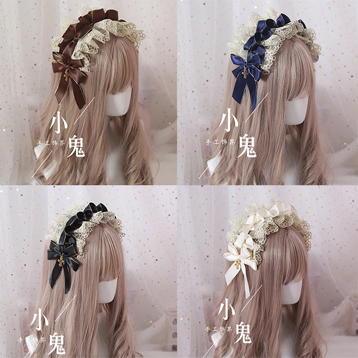 

Lolita lace bow KC headband headwear lo Niang gorgeous elegant hairpin Japanese soft sister daily wild headdress Hair Clip