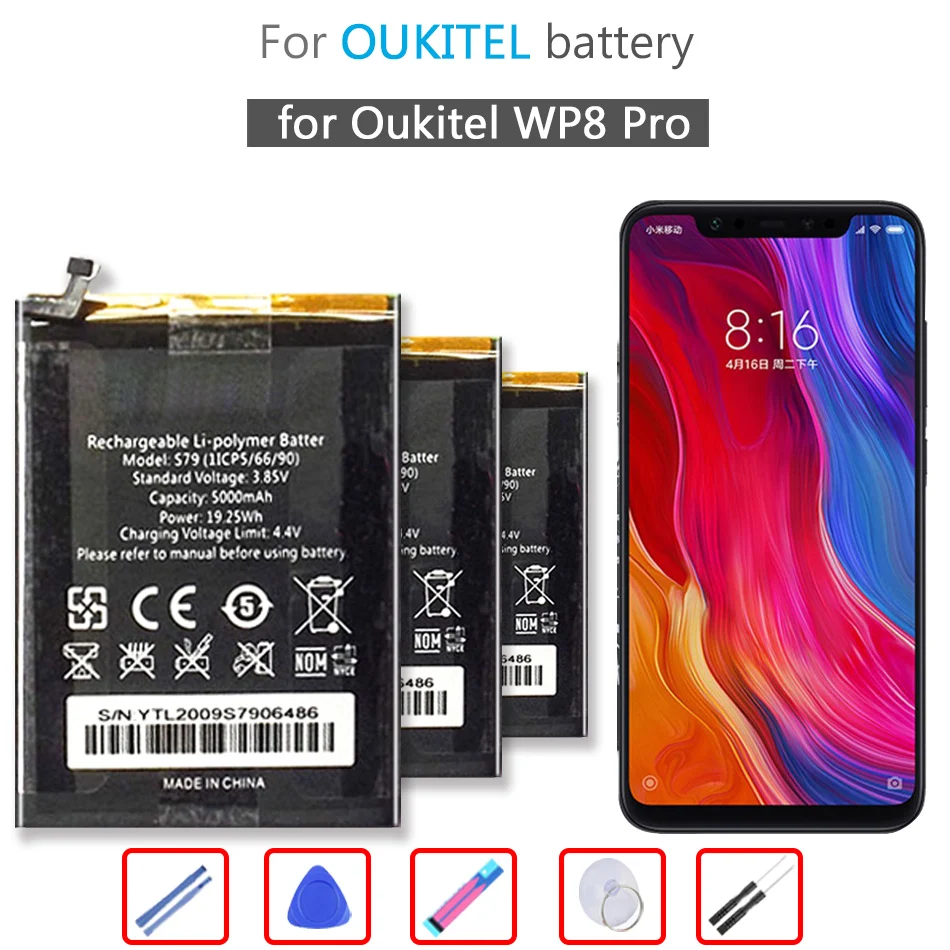 

Battery 5000mAh For Oukitel WP8 Pro WP8pro Mobile Phone Li-ion Bateria