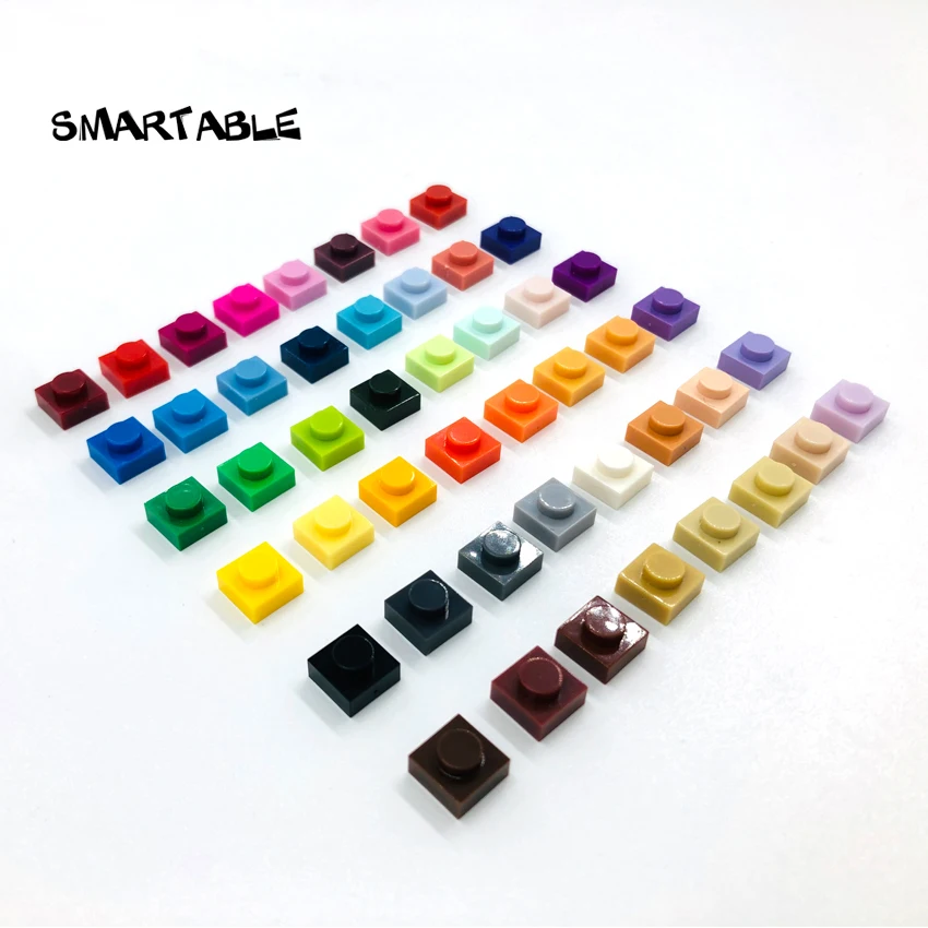 Умная пластина 1x1, строительный блок, часть, сделай сам, логотип, qr-код, игрушка для детей, 48 различных цветов, совместима с основным брендом, 3024, 588 шт./лот