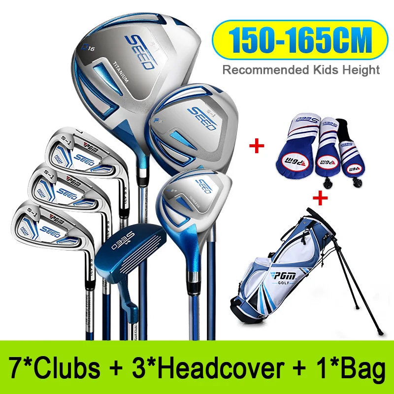 

Golf Club Sets for 120-165cm Height Boy Kids Junior Golf Club Child Learning Iron Carbon Rod Putter Headcover Bracket Bag