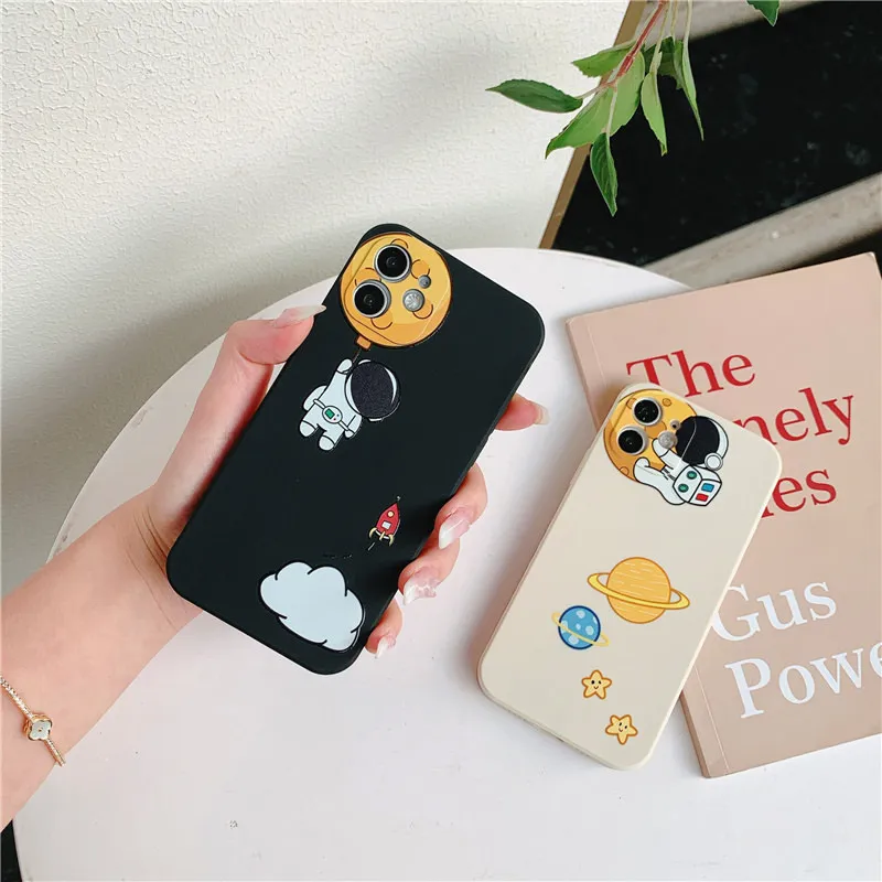 

Moskado Astronaut Spaceship Planet Cool Slogan Phone Case For iPhone 11 12 Pro MAX X XS XR Mini 7 8 Plus SE2020 Soft TPU Cover