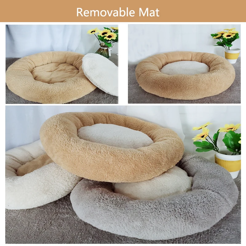 Круглая кровать для кошек мягкая Коралловая Вельветовая собак корзина товары