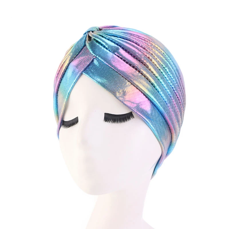 

Women Shiny Rainbow Hat Bonnet India's Bonnet Night Hair Hat Print Hat Turban Cap Cover Hair Comfort Sleep Head Cover Wrap Hat