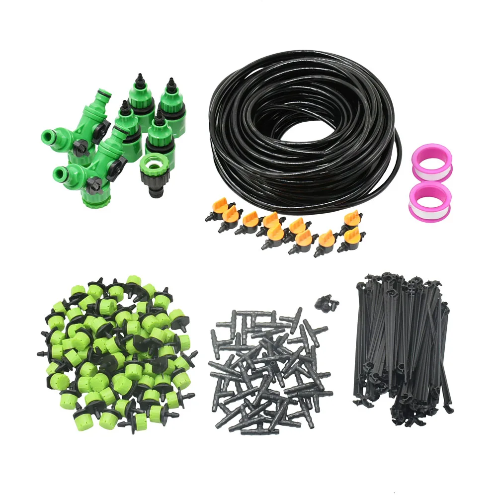 

5-60M 1/4'' Automatic Micro Drip Irrigation System Garden 8 Hole Spray Self Watering Kits With Adjustable Green Dripper