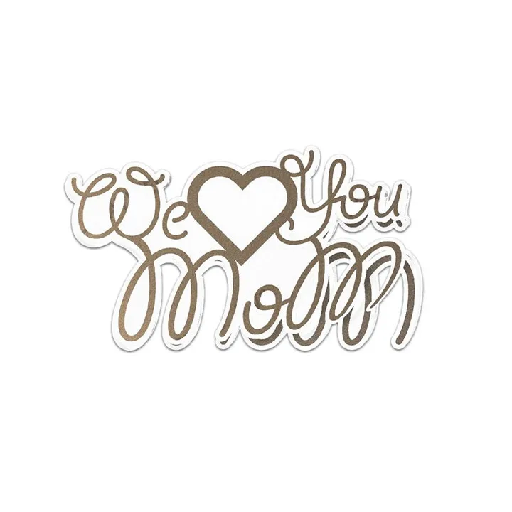 Naifumodo We love You Mom Letter Metal Cutting Dies Heart Scrapbooking For Making Cards Decorative Embossing DIY Crafts Stencils | Дом и сад