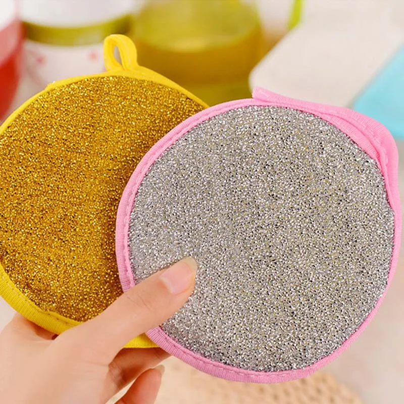 

1/3/5Pcs Strong Decontamination Non Stick Oil Kitchen Accessories Circular Bowl Washing Cleaning Cloth Dish Towel Double Faced