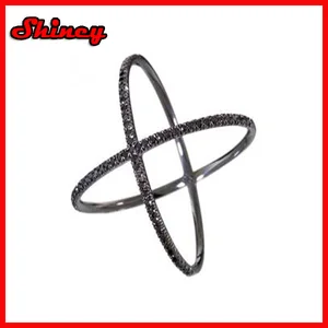 Бесплатная доставка, кольцо из 100% серебра с родиевым, черным золотом, фианитом и микро-закрепкой, браслет X,