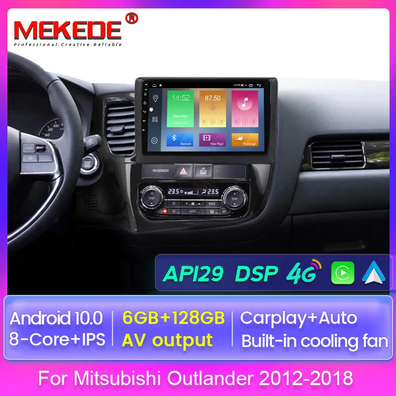 

Автомобильный мультимедийный плеер, Android 10,0, 6 + 128G для Mitsubishi Outlander XL 2 2012-2018, GPS-навигация для Carplay 4G Lte WIFI BT