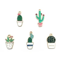 xuqian 2022 fashion 30pcs cute creative cactus potted succulent plants shaped charm pendant for diy jewelry making p0016