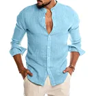 Новая мужская Повседневная Блузка, хлопковая льняная рубашка, свободные топы, футболка с коротким рукавом, весна-осень 2020, Летняя Повседневная Красивая мужская рубашка