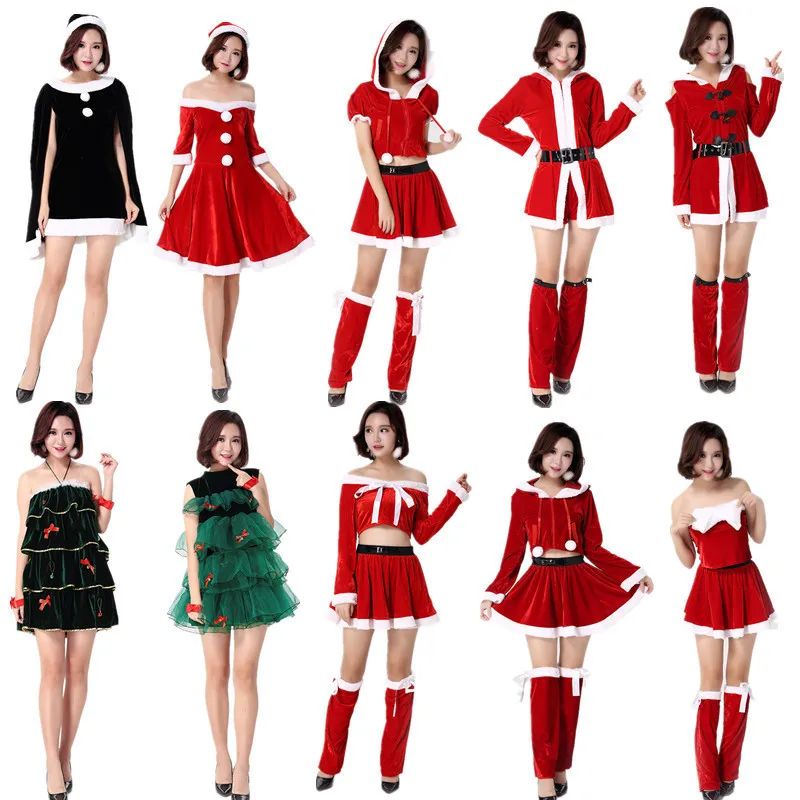 

Miss Santa Claus Outfits Women Christmas Dresses Adult Costume Half Sleeve Modis Ladies Fancy Dress Xmas Winter Red Vestidos