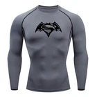 Футболка компрессионная Мужская, с принтом летающей мыши, дышащая, с длинным рукавом