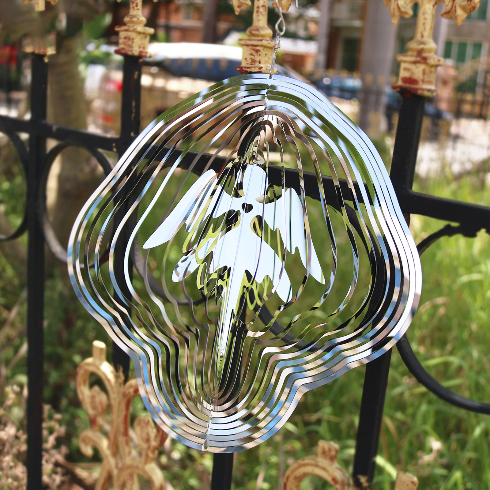 Angel Wind Chime Kinetic 3D Rotating Pendant Stainless Steel Windmill Garden Yard Tree Hanging Decoration | Дом и сад