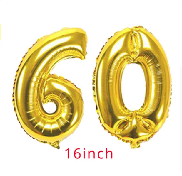 60 16inch balloon 30/40/50th декорации с днем рождения взрослых латексные золотистые воздушные шары с украшением в виде кристаллов короны с головными повязками 30th лет предметы декора для вечеринок и дней рождения - Цвет: 60 16inch balloon