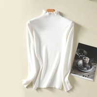 temperament slim solid color sweater women autumn and winter 21 new long sleeved fungus round neck pullover knit bottoming shirt