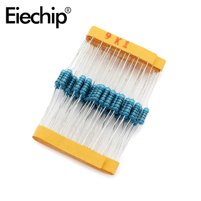 

100pcs/lot 0.5W 1 ohm 1% Metal film resistor 1/2W resistance 9.1K Electronic resistors
