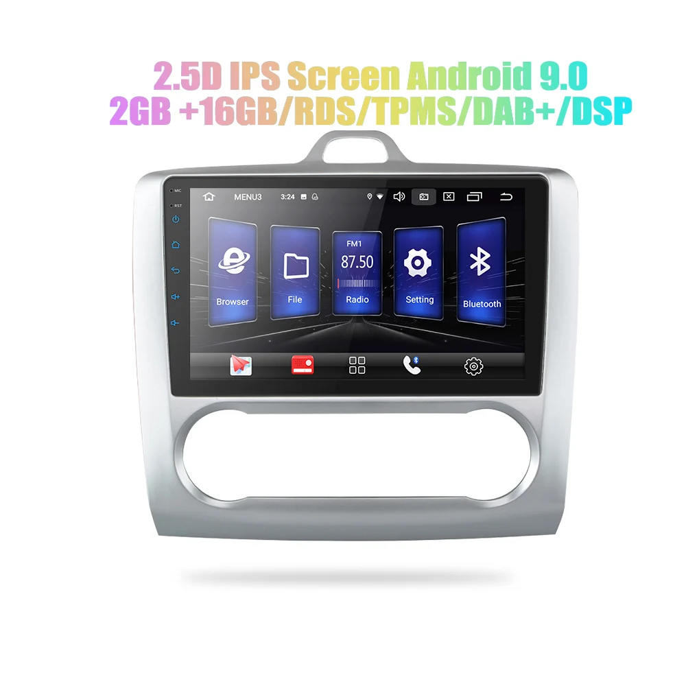9' Android 9,0 2 din android автомобильное компактное минирадио 2.5D ips экран gps навигация wifi для Ford Focus MP5 Автомобильный плеер Передняя и задняя камера - Цвет: only radio