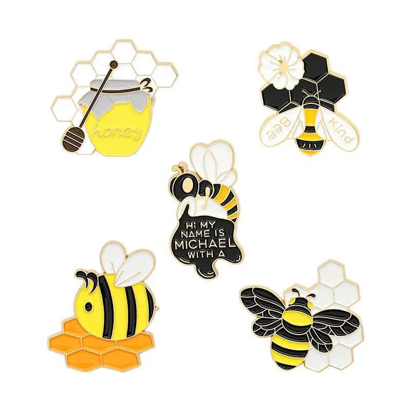 

Wholesale Insect Brooches Honeycomb Honey Jar Bee Enamel Brooches Bag Lapel Pin Cartoon Badge Friends Jewelry Accessories Gifts