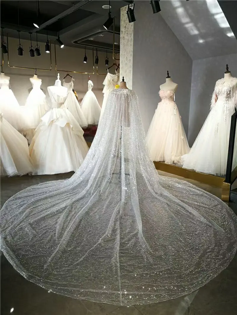 

Shinny Low Wedding Wrap Tulle Prom Party Shawl BOLERO Bridal Cape Elegant Wedding jacket