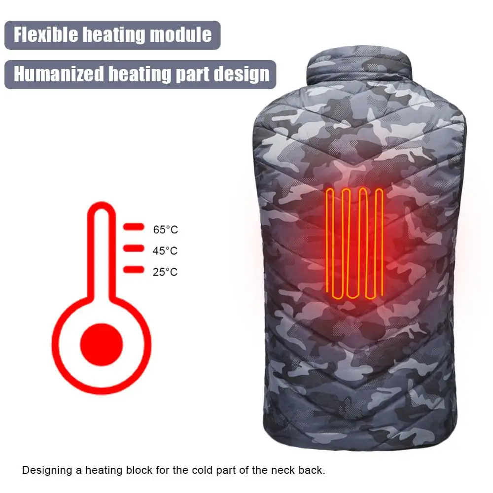 

Men Autumn Winter Flexible Electric Thermal Cloth Waistcoat Fish Hiking Outdoor USB Charging Heating Vest Jacket