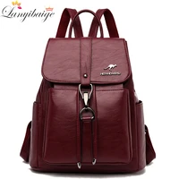 high quality leather backpack women pu leather travel backpack school bags for teenager girl sac ladies shoulder bags mochila