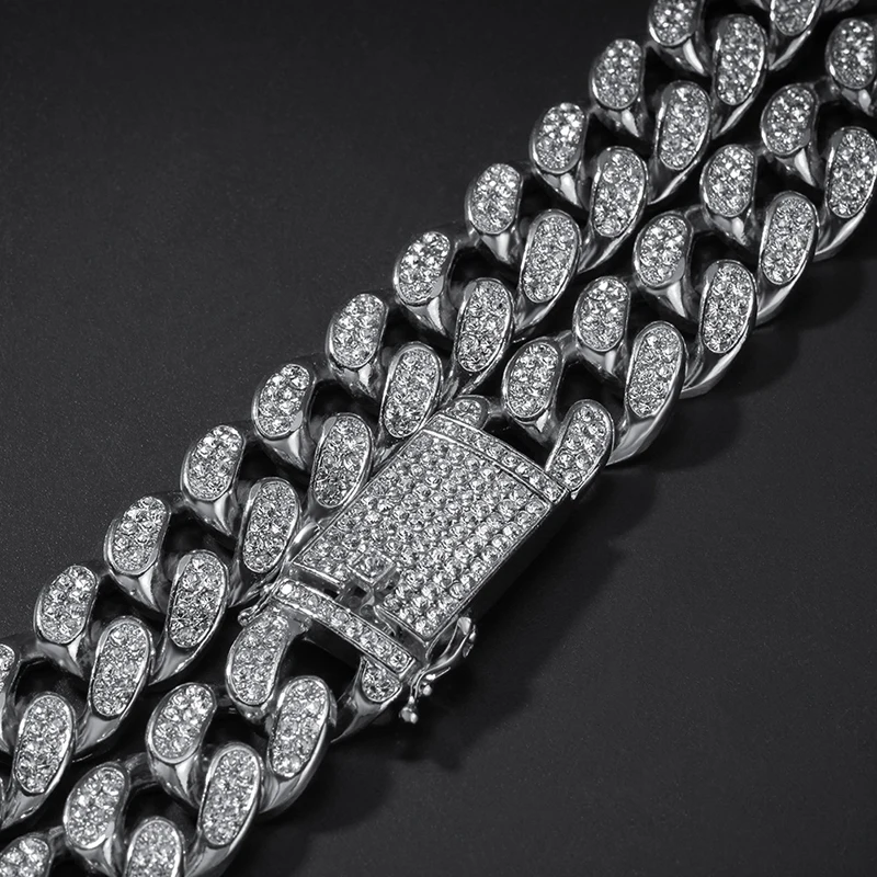 1 Набор 20 мм золото полностью покрытые стразами Miami Curb кубинская цепочка CZ Bling Rapper