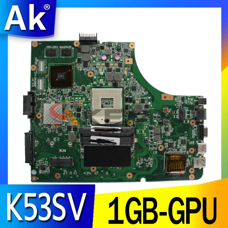 Материнская плата K53SV 1GB GPU + 3 0 USB для Asus K53S A53S K53SJ P53SJ X53S материнская ноутбука тест