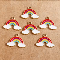 10pcslot enamel rainbow clouds charms keychain accessories diy bracelets necklaces pendants for jewelry making 1521mm