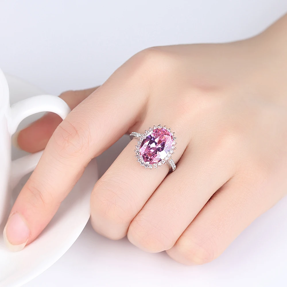 Дамское розовое кольцо с кристаллом Гламурная Мода одиночное Гламурное