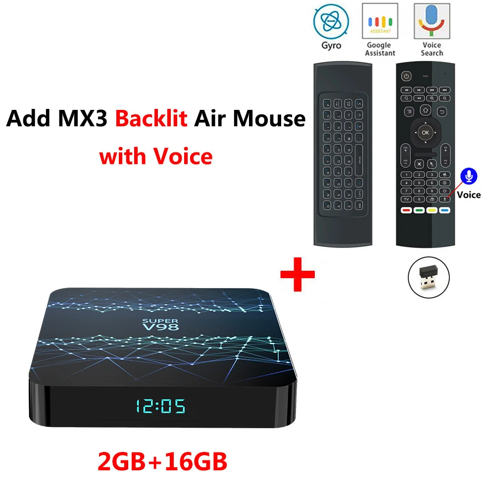 2GB16GB add MX3L mic ТВ-бокс V98 Android 9,0 4 Гб ОЗУ 32 Гб ПЗУ 2,4 г WiFi умный медиаплеер RK3318 четырехъядерный 2 Гб 16 Гб H.265 4K HDR USB 3,0 приставка - Цвет: 2GB16GB add MX3L mic