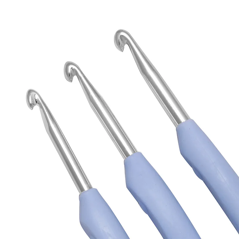 2 шт. вязальные иглы с резиновой ручкой Алюминиевые крючки для вязания DIY ремесло