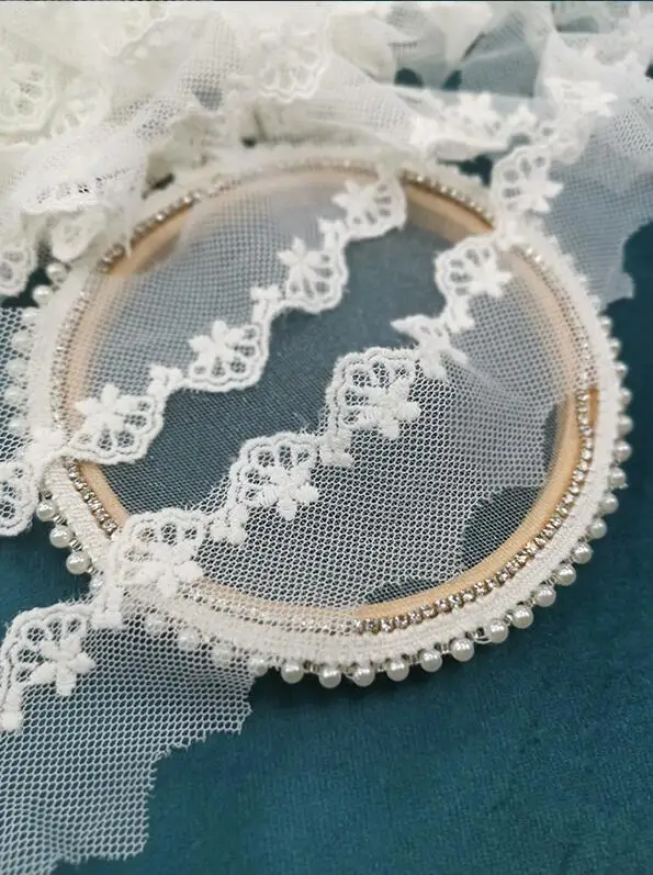 12 метров цветок свадебная вышивка сделай сам ручная работа пэчворк цвет слоновой