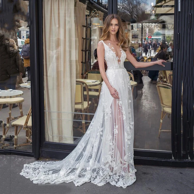 

BAZIIINGAAA Simple Wedding Dress Lace Little Beading Strapless Dress Luxury Wedding Gowns Bridal Can Be Washed Bride Dresses